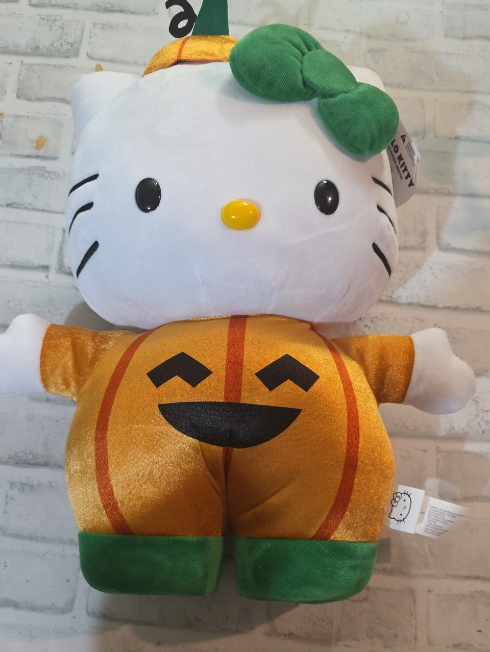 Hello Kitty Pumpkin Plush with Green Bow